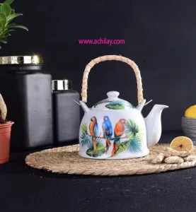 قوری چینی دسته حصیری